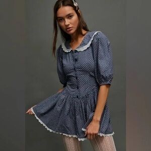 Free People Need to Know Mini Dress, Blue, Size 8